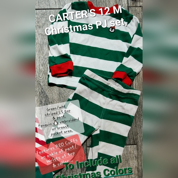 Two Christmas PJ sets 12/18m Gymboree & Carter's - Picture 3 of 3